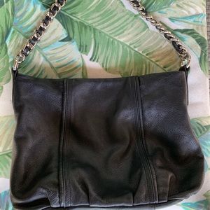 Calvin Klein black leather bag silver chain strap